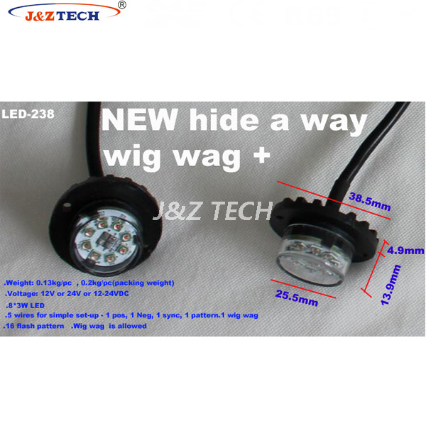 Wig Wag Base de aluminio Carcasa 8 × 3W LED Ocultar una luz estroboscópica