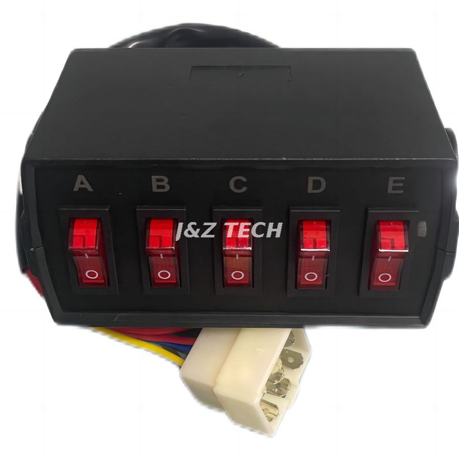 Caja de interruptores de 5 botones con selección ABCDE con conector. 