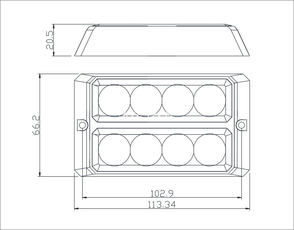 TIR4 Cabezal de luz LED de montaje en superficie de 8 × 3 W de dos filas