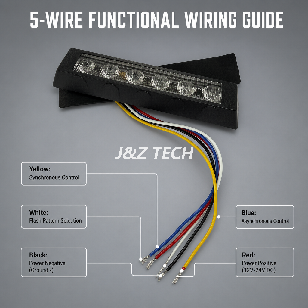 J&Z TECH Luz estroboscópica de rejilla de advertencia de 6 LED de montaje en superficie de 12 V-24 V