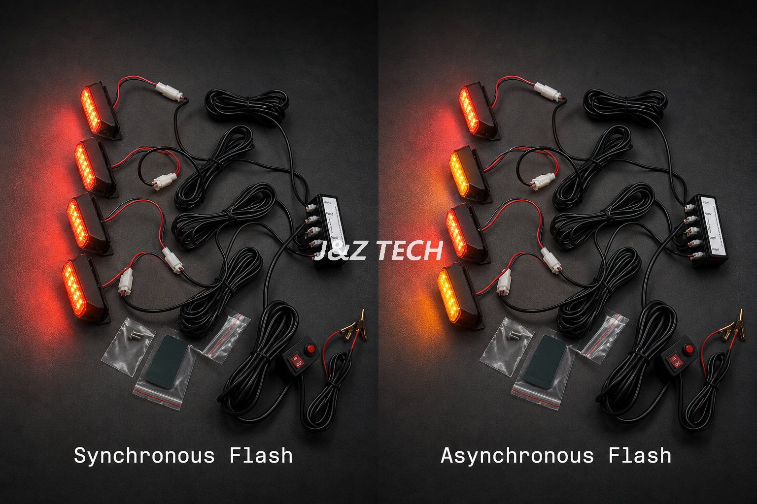 Kit de luces de advertencia para vehículos de 12 a 24 V con soportes de montaje individuales
