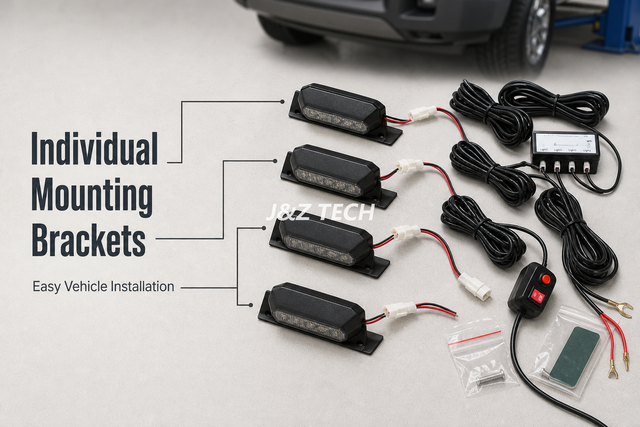 Kit de luces de advertencia para vehículos de 12 a 24 V con soportes de montaje individuales
