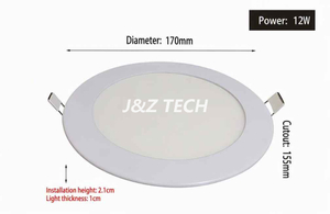 Panel de luz LED empotrable redondo ultrafino de 12 W